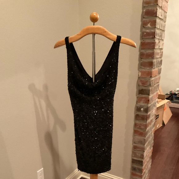 NWT All Saints hand beaded sequined SCALA Cocktail Cowl Neck Dress UK8/US4 - Picture 8 of 13